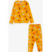 Children's Pajama Set Cheerful Kitten Patterned Mustard Yellow (Ages 3-7)
