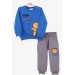 Baby Boy Tracksuit Suit Bear Embroidered Saxe Blue (9 Months-1.5 Years)