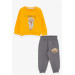 Baby Boy Tracksuit Set Researcher Bear Embroidered Yellow (6 Months-1.5 Years)