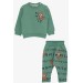 Baby Boy Tracksuit Set Teddy Bear Printed Mint Green (9 Months-3 Years)