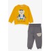 Baby Boy Tracksuit Set Teddy Bear Printed Yellow (9 Months-3 Years)