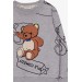 Baby Boy Tracksuit Set Teddy Bear Pattern Gray Melange (1-2 Age)