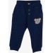 Baby Boy Tracksuit Set Teddy Bear Embroidered Text Printed Navy Blue (9 Months-3 Years)