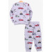 Baby Boy Tracksuit Set Printed Patterned Gray Melange (6 Months-1.5 Years)