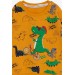 Baby Boy Tracksuit Set Dinosaur Printed Mustard Yellow (9 Months-3 Years)