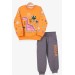 Baby Boy Tracksuit Set Dinosaur Patterned Mustard Yellow (6 Months-2 Years)