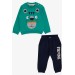 Boy's Sports Pajamas Shoulder Buttons Embroidered Green Color (1-1.5 Years)