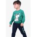 Baby Boy Tracksuit Set Mini Dinosaur Embroidered Green (1-1.5 Years)