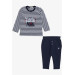 Baby Boy Tracksuit Set Embroidered Letter Printed Black (6 Months-2 Years)