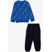 Baby Boy Tracksuit Set Skater Boy Patterned Saxe Blue (9 Months-3 Years)