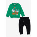 Baby Boy Tracksuit Set Sling Printed Green (9 Months-3 Years)