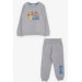 Baby Boy Tracksuit Set Confused Puppy Printed Gray Melange (9 Months-3 Years)