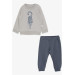 Baby Boy Tracksuit Set Cute Lion Printed Stone (6-24 Months)