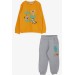 Baby Boy Tracksuit Set Cute Animals Printed Mustard Yellow (9 Months-3 Years)