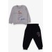 Baby Boy Tracksuit Set Racing Themed Gray Melange (9 Months-3 Years)