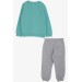Baby Boy Tracksuit Set Face Moving Aqua Green (9 Months-3 Years)