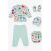 Baby Boy Hospital Release Pack Of 5 Nature Themed Cloud Pattern White (0-3 Months)