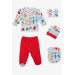 Baby Boy Hospital Release Set Of 3 Cute Smiling Face Work Machine Patterned White (0-4 Months)