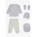 Baby Boy Hospital Release Pack Of 5 Swallow Pattern Gray (0-3 Months)