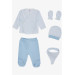 Baby Boy Hospital Release Set Of 5 Polka Dot Teddy Bear Patterned White (0-3 Months)