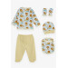 Baby Boy Hospital Release Set Of 5 Cute Lion Pattern White (0-3 Months