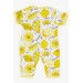 Baby Boy Short Sleeve Jumpsuit Lemon Patterned White (0-6 Months)