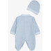 افرول (جمبوست) للاولاد حديثي الولادة بجوارب ومزين برسومات قنفذ لون ازرق (0-3 أشهر)
