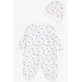 Baby Boy Booties Jumpsuit Kitten Patterned Paw Printed White (0-6 Months)