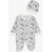Baby Boy Booties Jumpsuit Hedgehog Patterned Gray (0-6 Months)