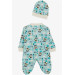 Baby Boy Booties Jumpsuit Pilot Teddy Bear Patterned Light Blue (0-6 Months)
