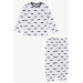 Baby Boy Pajamas Set Mustache Patterned White (9 Months-3 Years)
