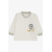 Baby Boy Pajamas Set Velvet Dinosaur Embroidered Ecru (0-3-9 Months)