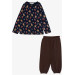 Baby Boy Pajama Set, Cookie Patterned Navy Blue (9 Months-3 Years)