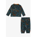 Baby Boy Pajama Set, Forest Theme, Lion Pattern, Emerald Green (9 Months-3 Years)