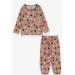 Baby Boy Pajama Set Point Pattern Light Brown (9 Months-3 Years)