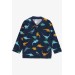 Baby Boy Pajama Set Colored Dinosaur Patterned Navy Blue (4 Months-1 Years)