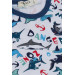 Baby Boy Pajama Set White With Cute Shark Pattern (9 Months-3 Years)