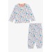 Newborn Baby Boys Pajamas Set White Print (9 Months-3 Years)