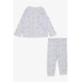 Baby Boy Pajamas Set Sleepy Teddy Bear Patterned White (4 Months-1 Years)