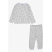 Baby Boy Pajama Set Ecru With Sleepy Teddy Bear Pattern (4 Months-1 Years)