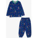 Baby Boy Pajamas Set Space Theme Happy Planets Pattern Dark Blue (3 Years)