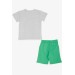 Newborn Baby Boy Set Melange Gray Printed Shorts (9Mths-3Yrs)