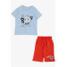Baby Boy Shorts Set Sailor Dinosaur Printed Blue (9 Months-2 Years)
