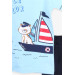 Baby Boy Shorts Suit Sailor Cat Printed Light Blue (1-2 Years)