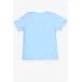 Newborn Baby Boy T-Shirt 100% Cotton Printed Color Light Blue (9Mths-3Yrs)