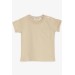 Newborn Boy's T-Shirt, Pocket Model On The Chest And Shoulder, Beige Color Buttons (From 9 Months To 3 Years)