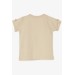 Newborn Boy's T-Shirt, Pocket Model On The Chest And Shoulder, Beige Color Buttons (From 9 Months To 3 Years)