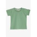 Newborn Boy's T-Shirt, Pocket Model On The Chest And Shoulder, Light Green Color Buttons (From 9 Months To 3 Years)