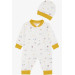 Baby Boy Jumpsuit Sky Themed Animal Pattern Ecru (0-6 Months)