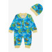 Baby Boy Overalls Construction Machine Themed Blue (0-6 Months)